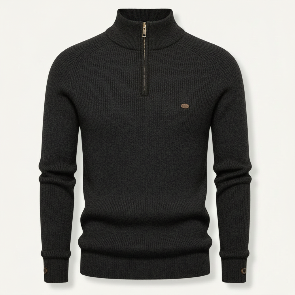 Men's Knitted Jumper | Half-Zip Slim Fit Sweater