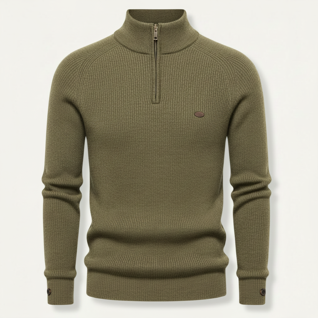 Men's Knitted Jumper | Half-Zip Slim Fit Sweater