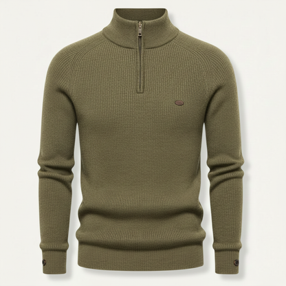 Men's Knitted Jumper | Half-Zip Slim Fit Sweater