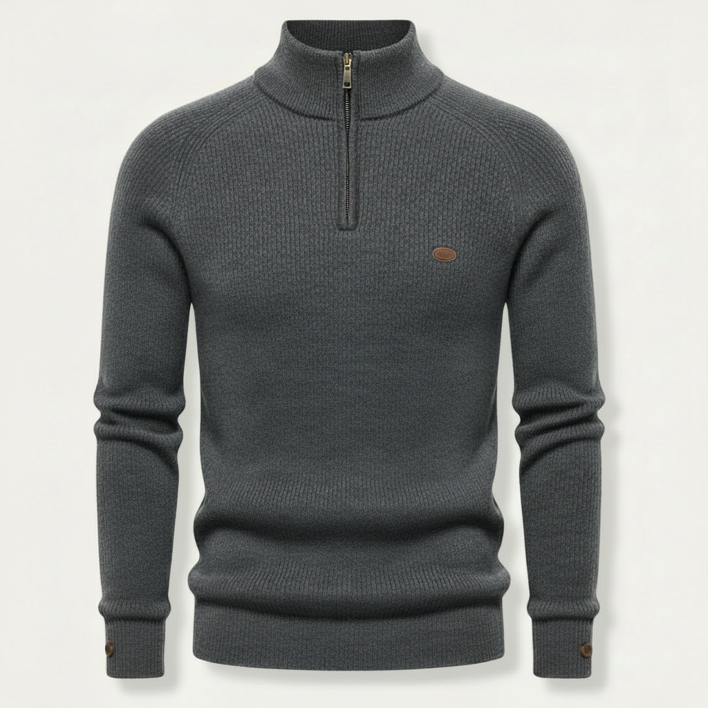 Men's Knitted Jumper | Half-Zip Slim Fit Sweater