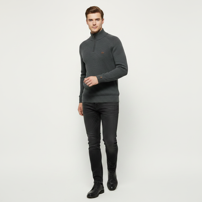 Men's Knitted Jumper | Half-Zip Slim Fit Sweater