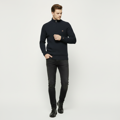 Men's Knitted Jumper | Half-Zip Slim Fit Sweater