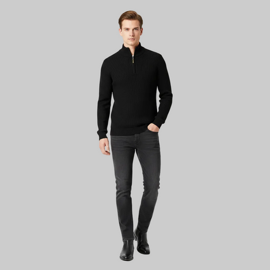 Men's Knitted Jumper | Half-Zip Slim Fit Sweater