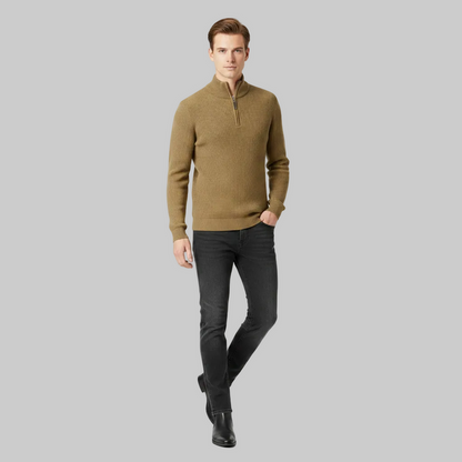 Men's Knitted Jumper | Half-Zip Slim Fit Sweater