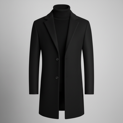 Men's Long Coat | Stylish Notched Lapel Overcoat