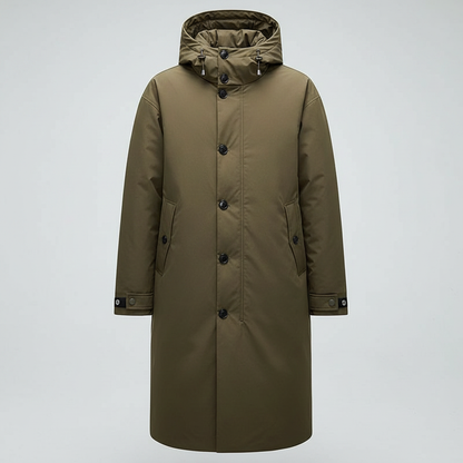Men's Long Waterproof Puffer Coat | Stylish Trench Jacket