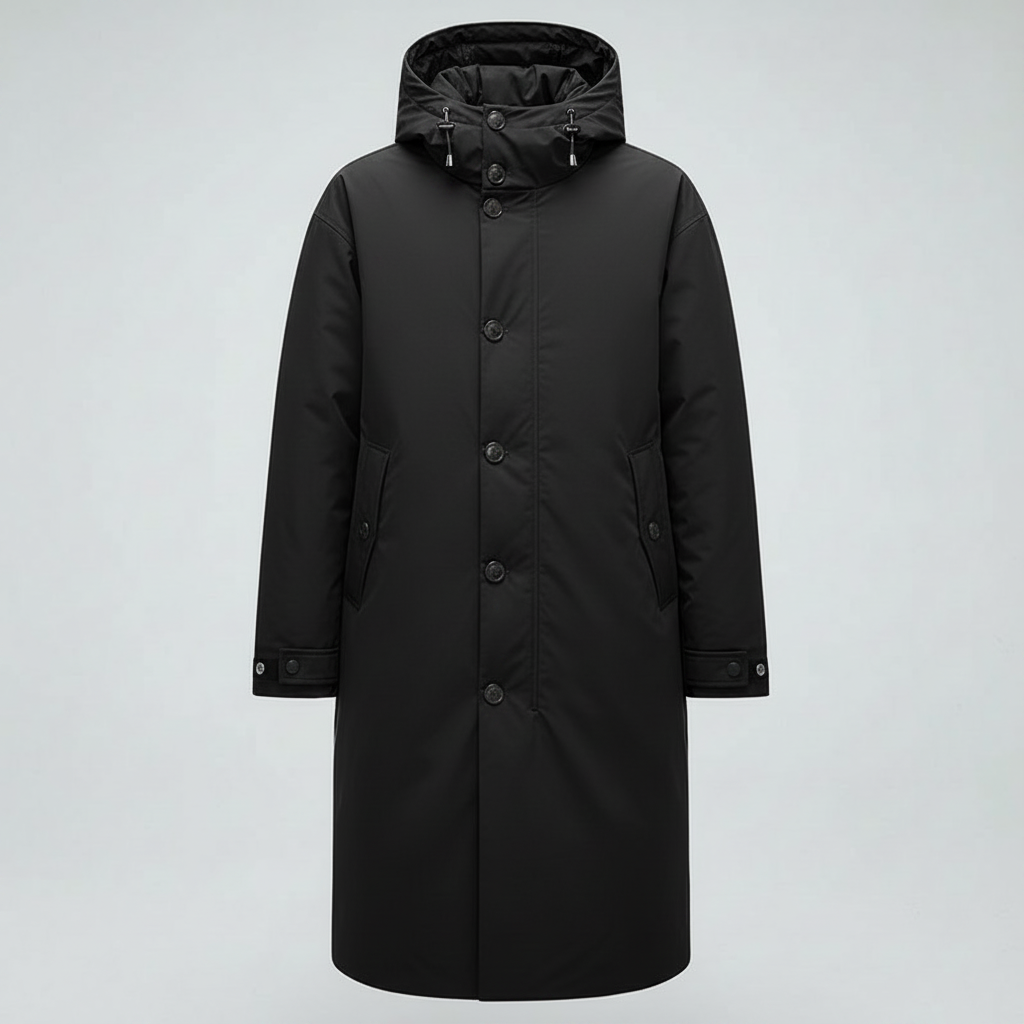 Men's Long Waterproof Puffer Coat | Stylish Trench Jacket