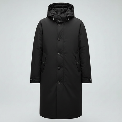 Men's Long Waterproof Puffer Coat | Stylish Trench Jacket