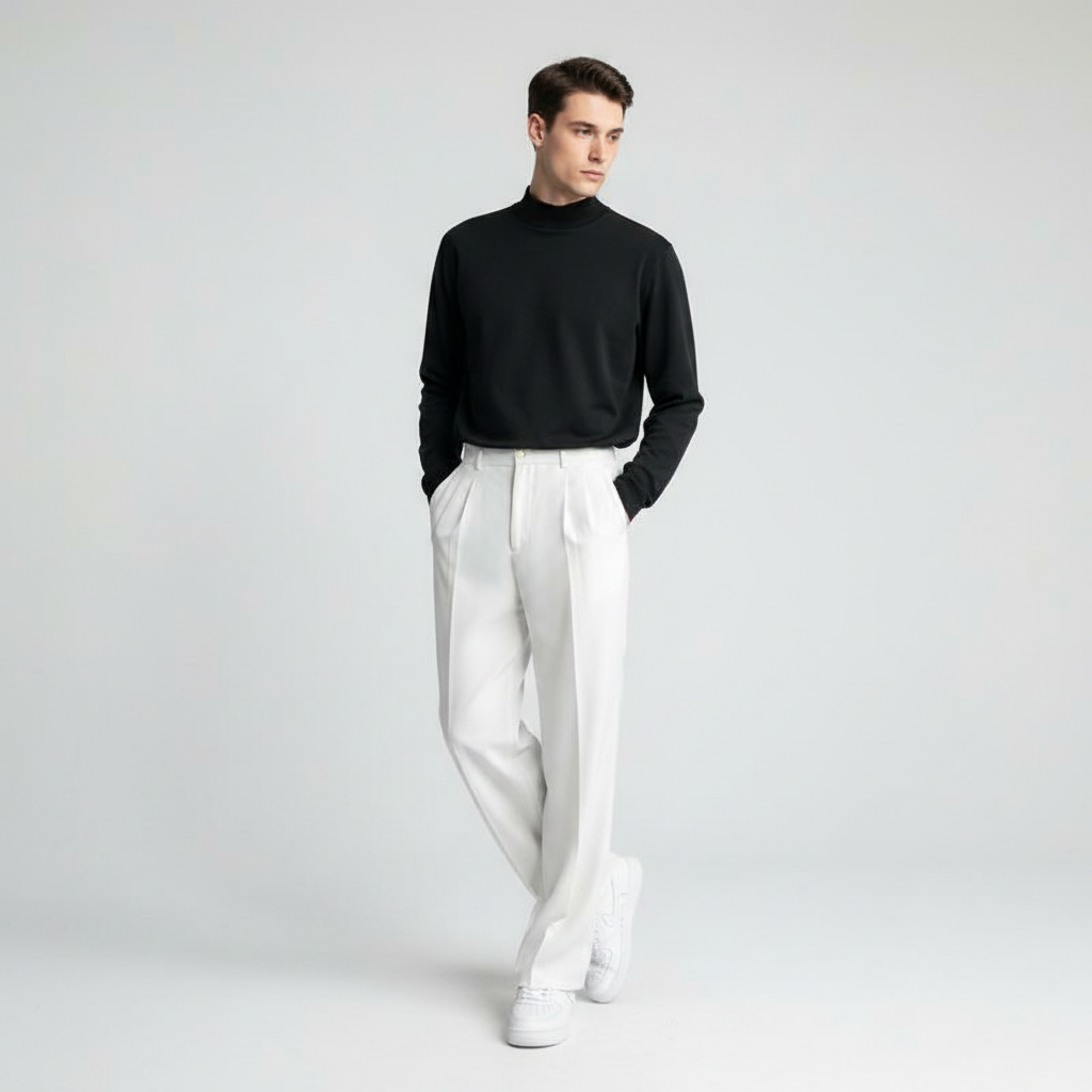 Men's Pleated Trousers | Straight Fit Formal Pants