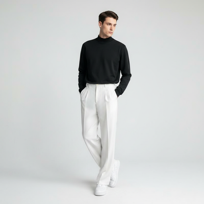 Men's Pleated Trousers | Straight Fit Formal Pants