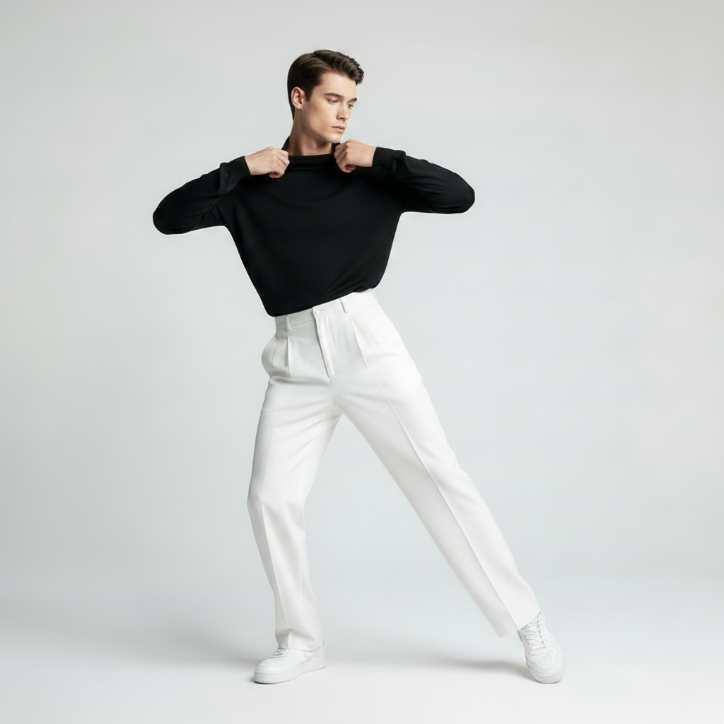 Men's Pleated Trousers | Straight Fit Formal Pants