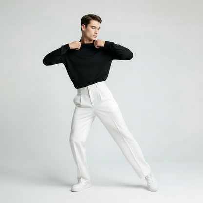 Men's Pleated Trousers | Straight Fit Formal Pants