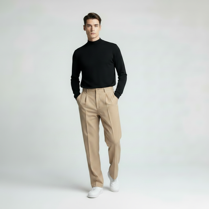 Men's Pleated Trousers | Straight Fit Formal Pants
