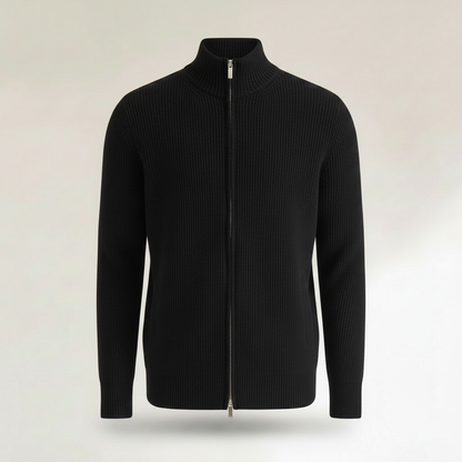 Men's Slim Fit Zip Cardigan | Stylish Ribbed Knit Sweater