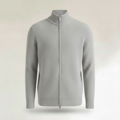 Men's Slim Fit Zip Cardigan | Stylish Ribbed Knit Sweater