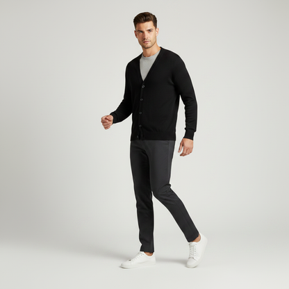 Men's Slim Fit Zip Cardigan | Stylish Ribbed Knit Sweater