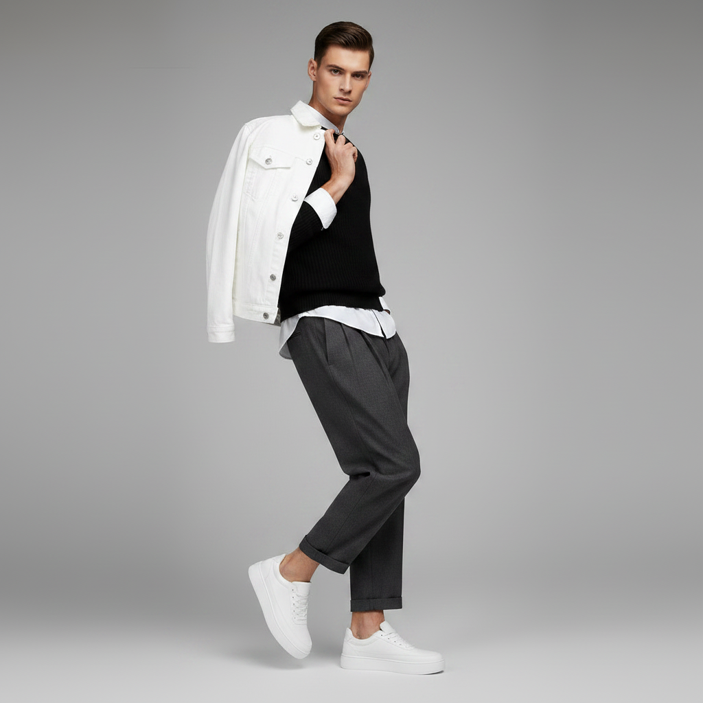 Men's White Platform Sneakers | Modern Street Style