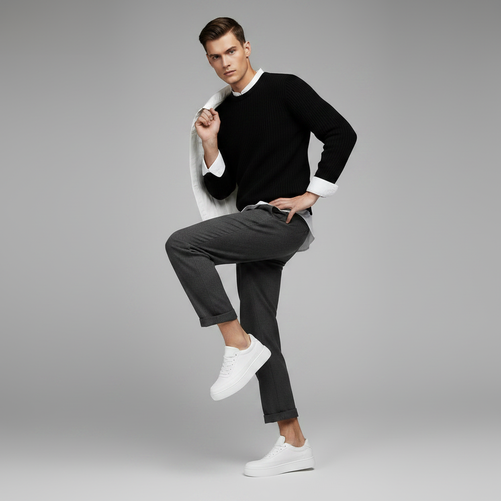 Men's White Platform Sneakers | Modern Street Style
