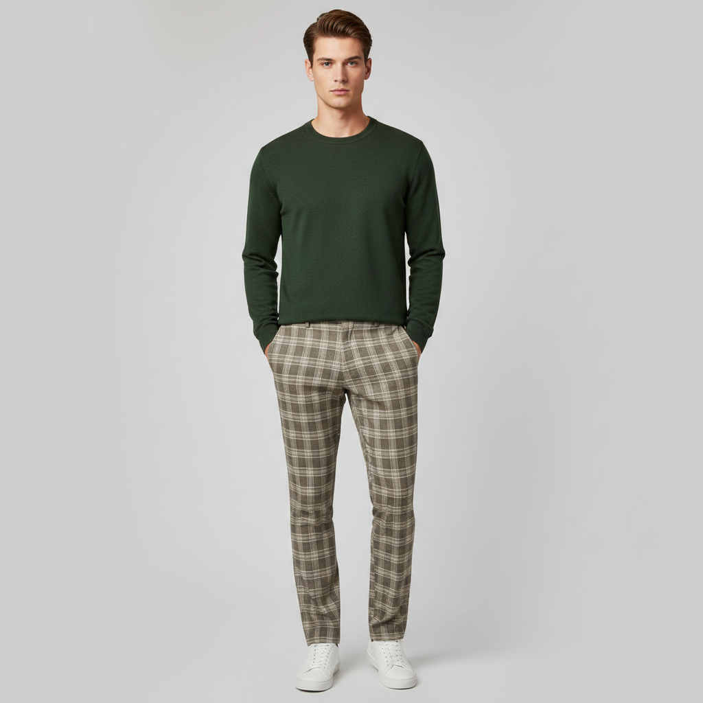 Sasha | Men's Checked Low Waist Chino Pants