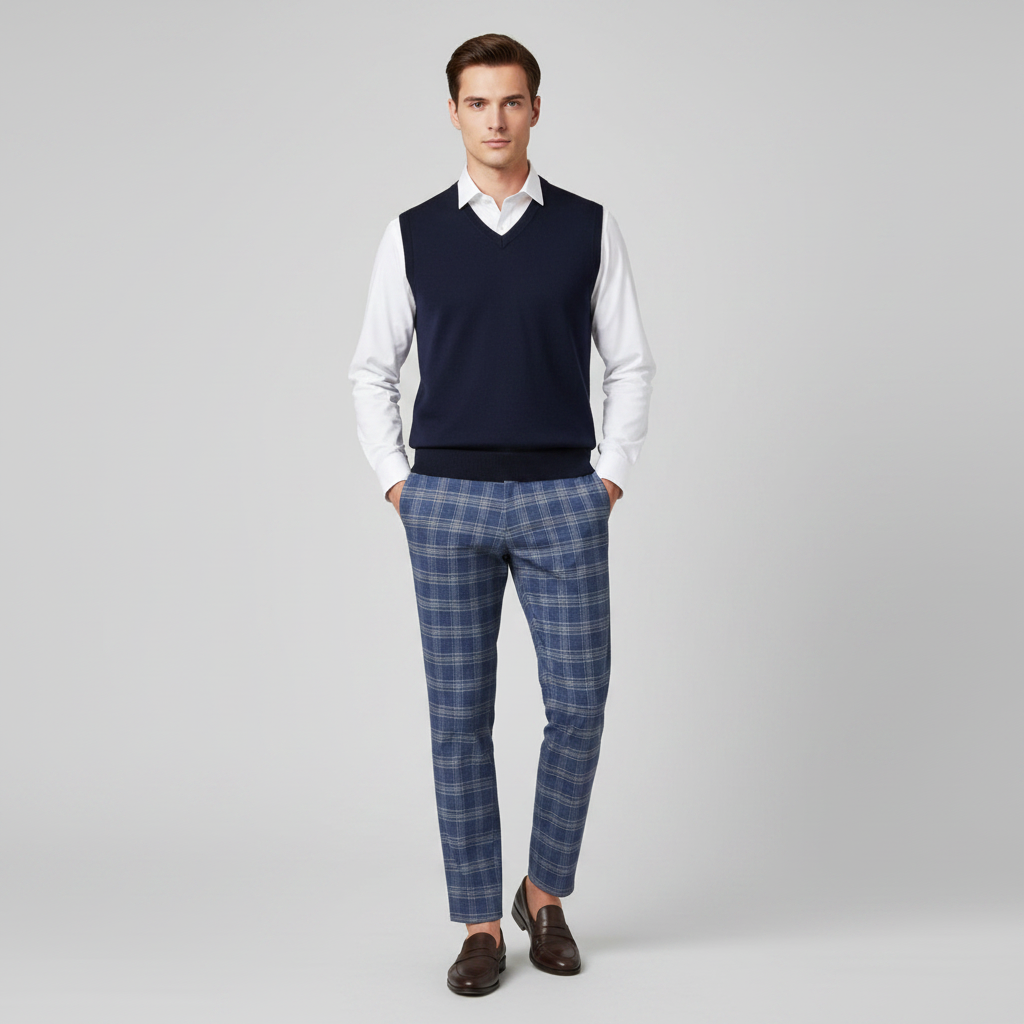 Sasha | Men's Checked Low Waist Chino Pants