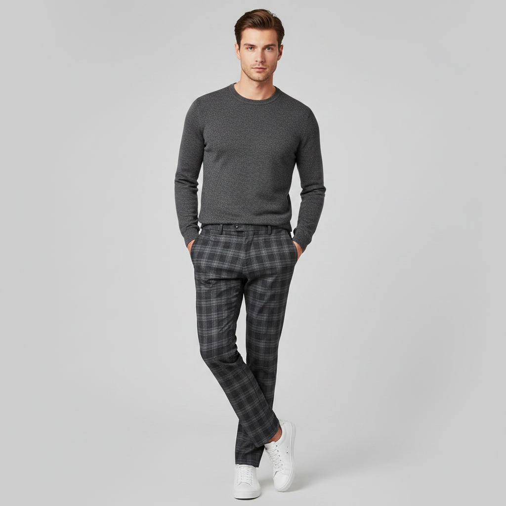 Sasha | Men's Checked Low Waist Chino Pants